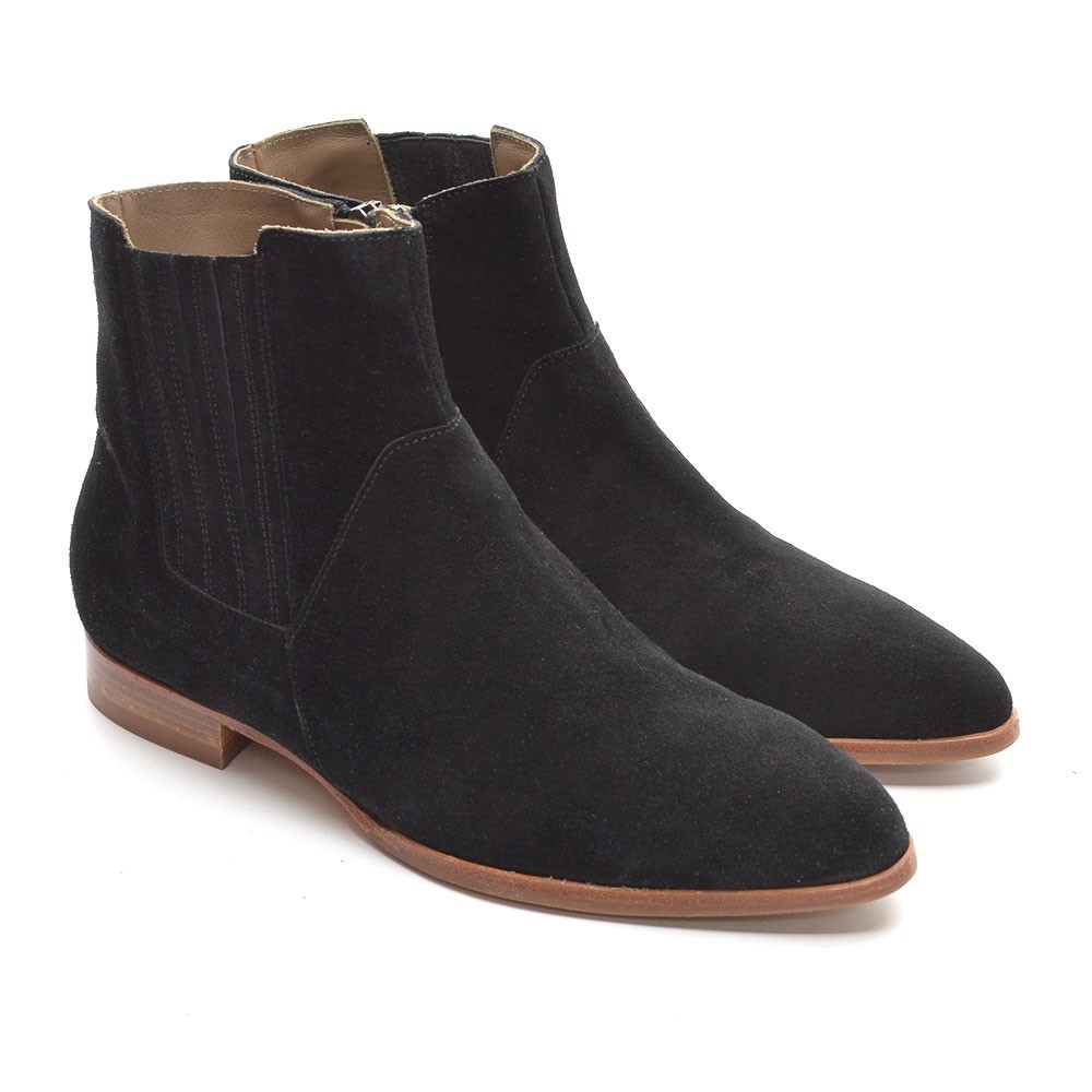 Italeau Lunella Black Suede Chelsea Booties 36.5 New